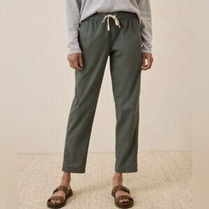 Relaxed Drawstring Ankle Pants - Olive